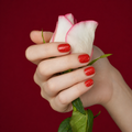 Sparkling Red semi-cured gel nail strips by MANITIME