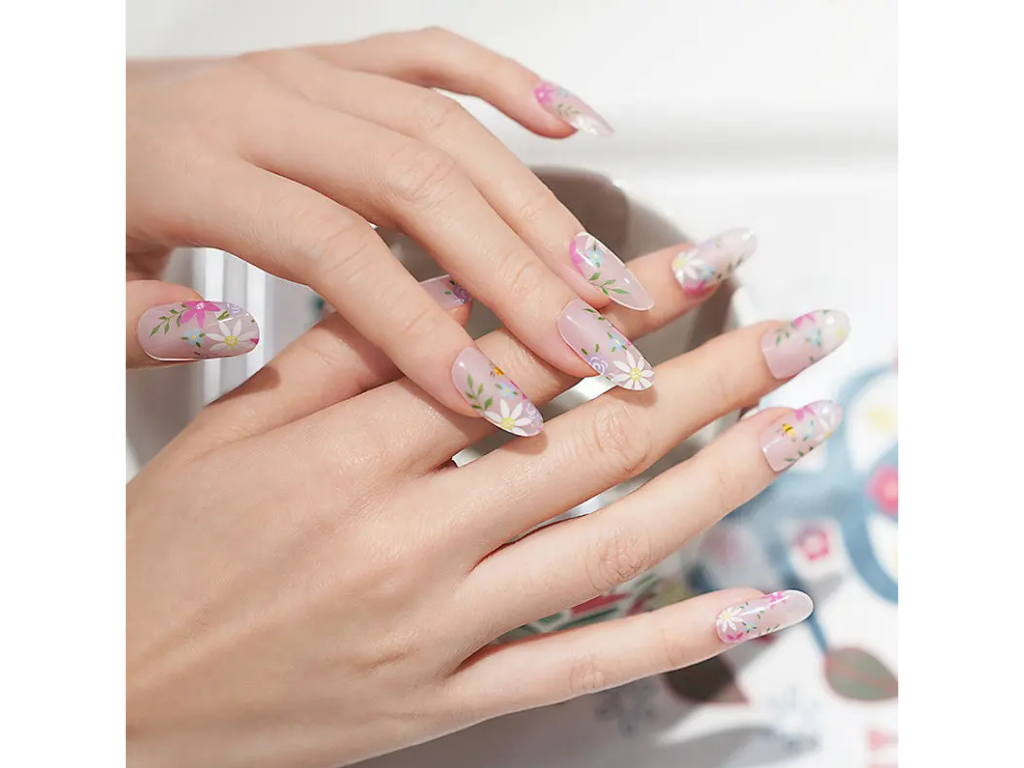 Spring Bloom semi-cured gel nail strips by MANITIME