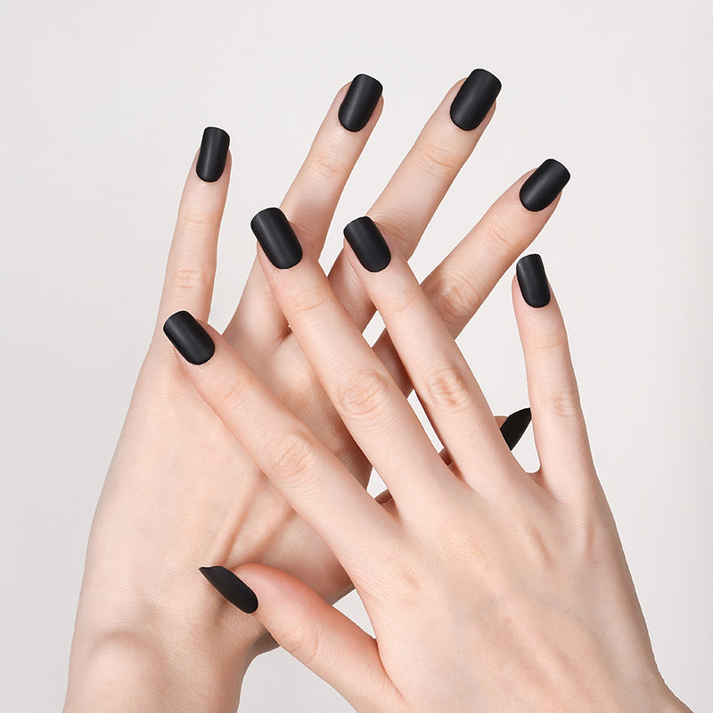 Black Satin semi-cured gel nail strips by MANITIME