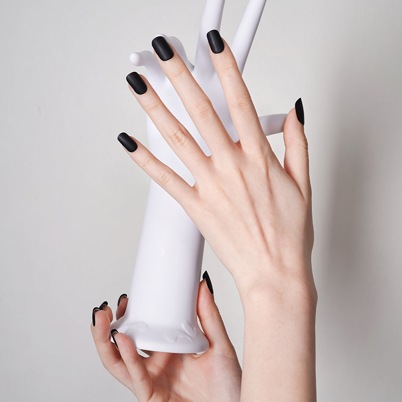 Black Satin semi-cured gel nail strips by MANITIME – detail 2