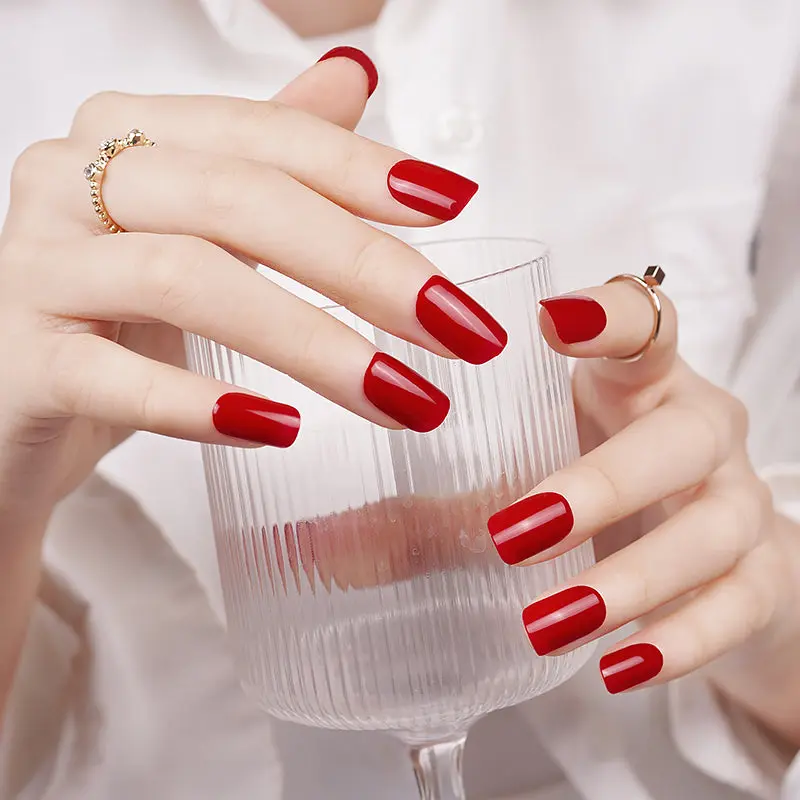Red Dream semi-cured gel nail strips by MANITIME