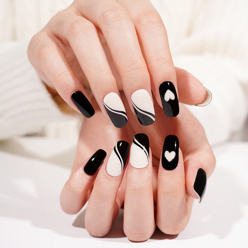 Black Romance semi-cured gel nail strips by MANITIME