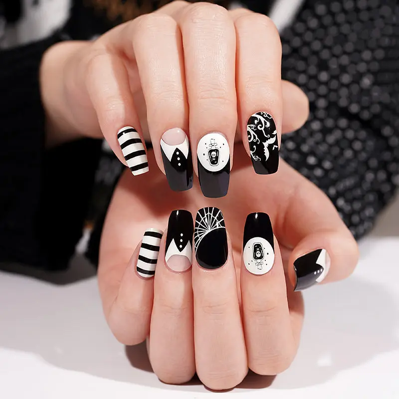 Gothic Wednesday semi-cured gel nail strips by MANITIME