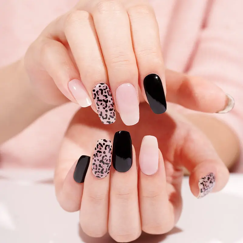Pink Safari semi-cured gel nail strips by MANITIME