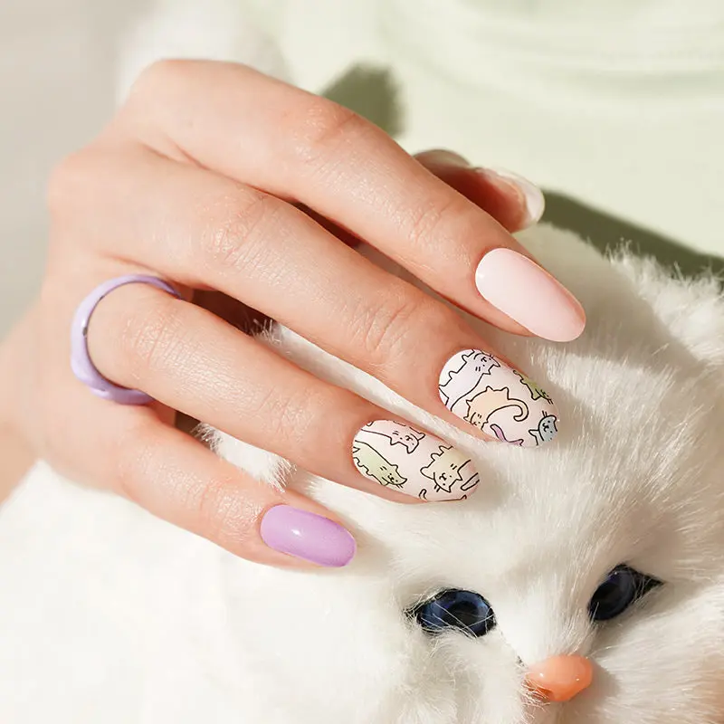 Pastel Cats semi-cured gel nail strips by MANITIME – detail 2